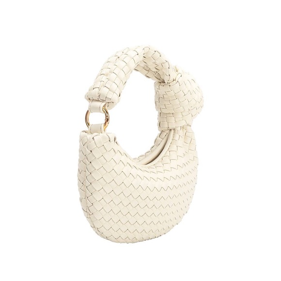 NWT Melie Bianco Woven Ivory Hobo Mini Bag - Picture 2 of 7